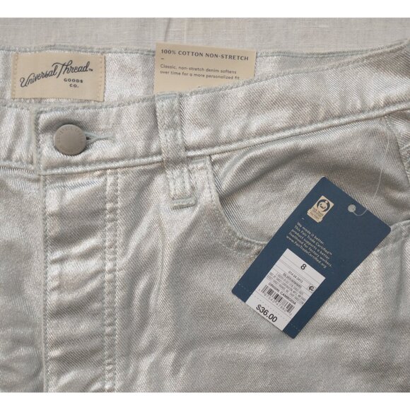 Universal Thread 90s Baggy Silver Metallic Denim Jeans - Women's Size 8 Regular - Picture 14 of 14
